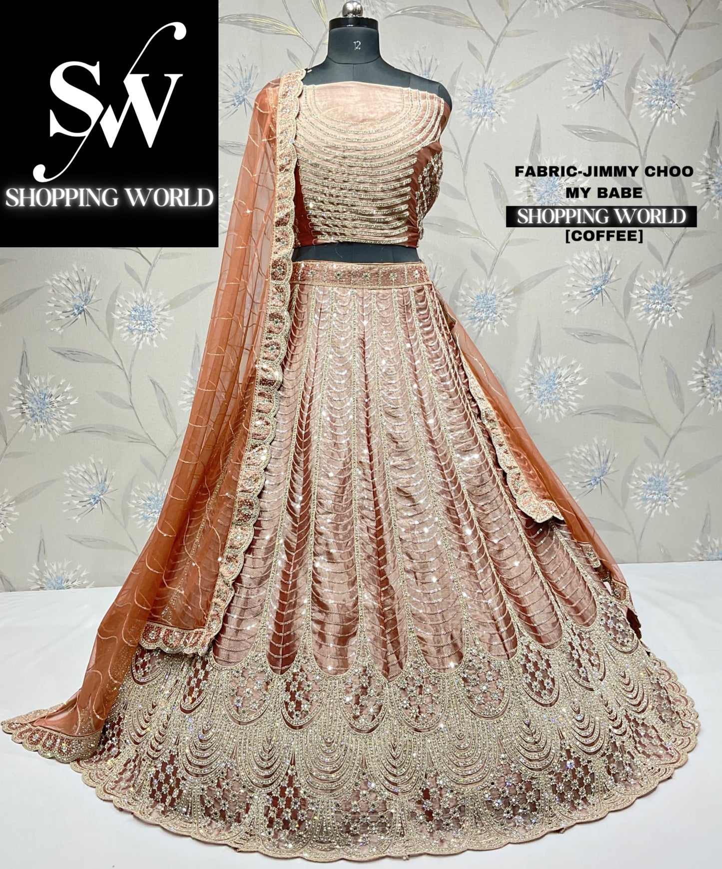 Majestic coffee orange lehenga