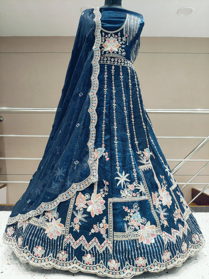 Engaging navy blue lehenga