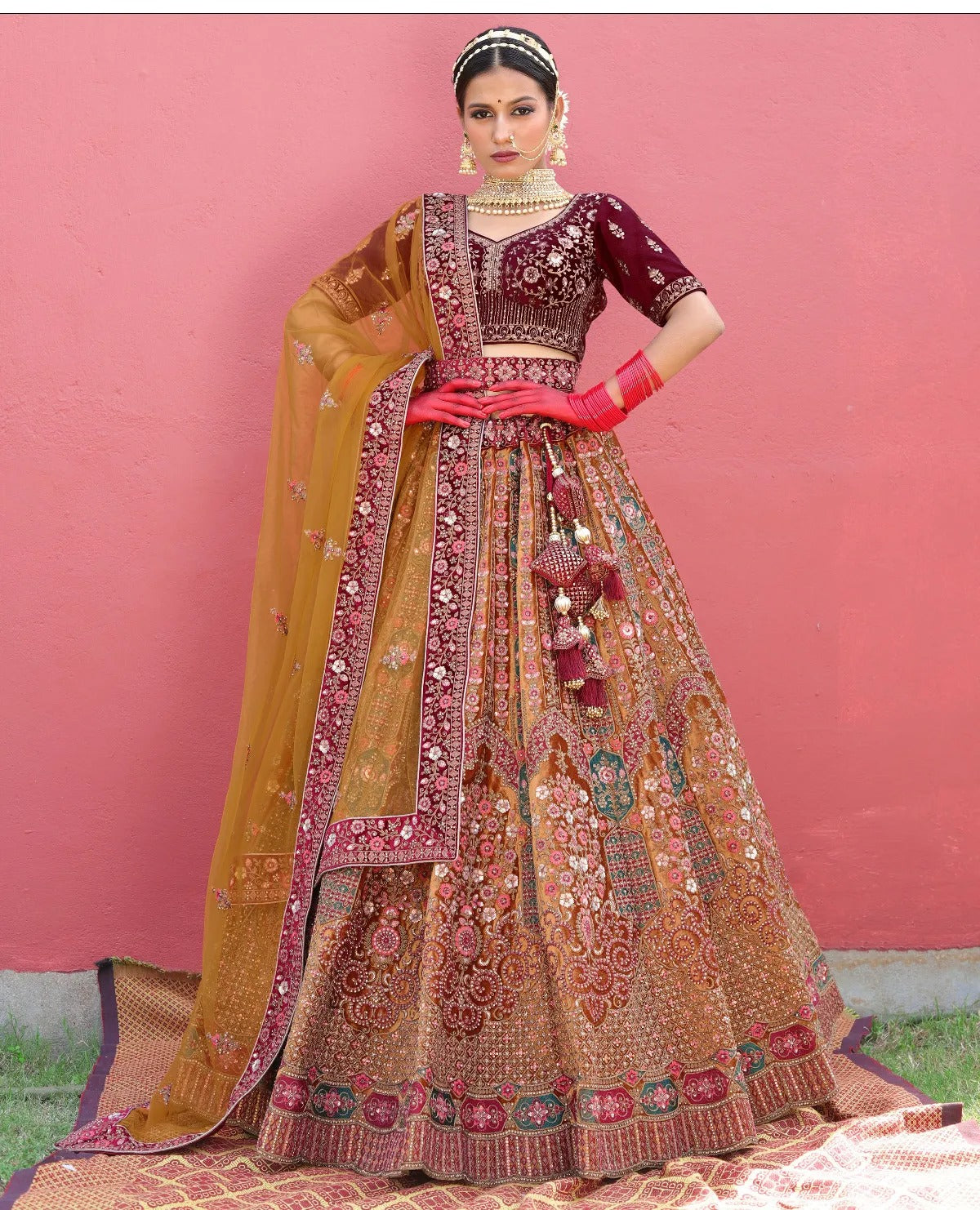 Awesome golden mustard bridal Lehenga