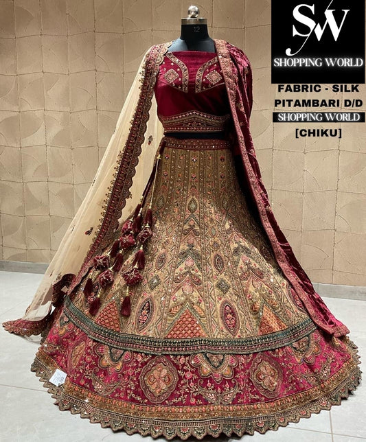 Charming chiku golden bridal lehenga