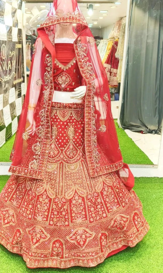 Attractive red bridal lehenga