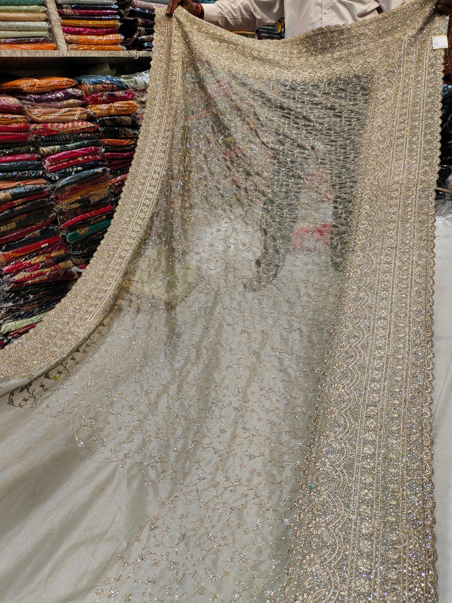 Heavy full woven silver saree