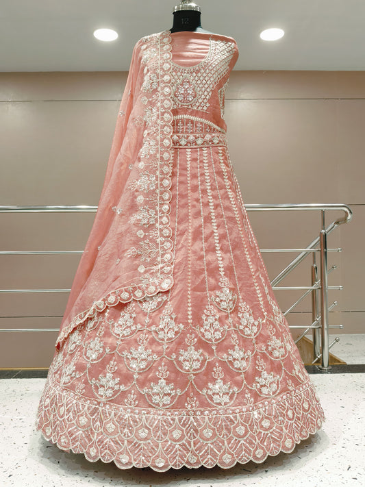 Peach Girlish Designer lehenga