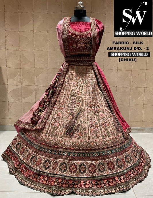 Awesome chiku golden bridal lehenga