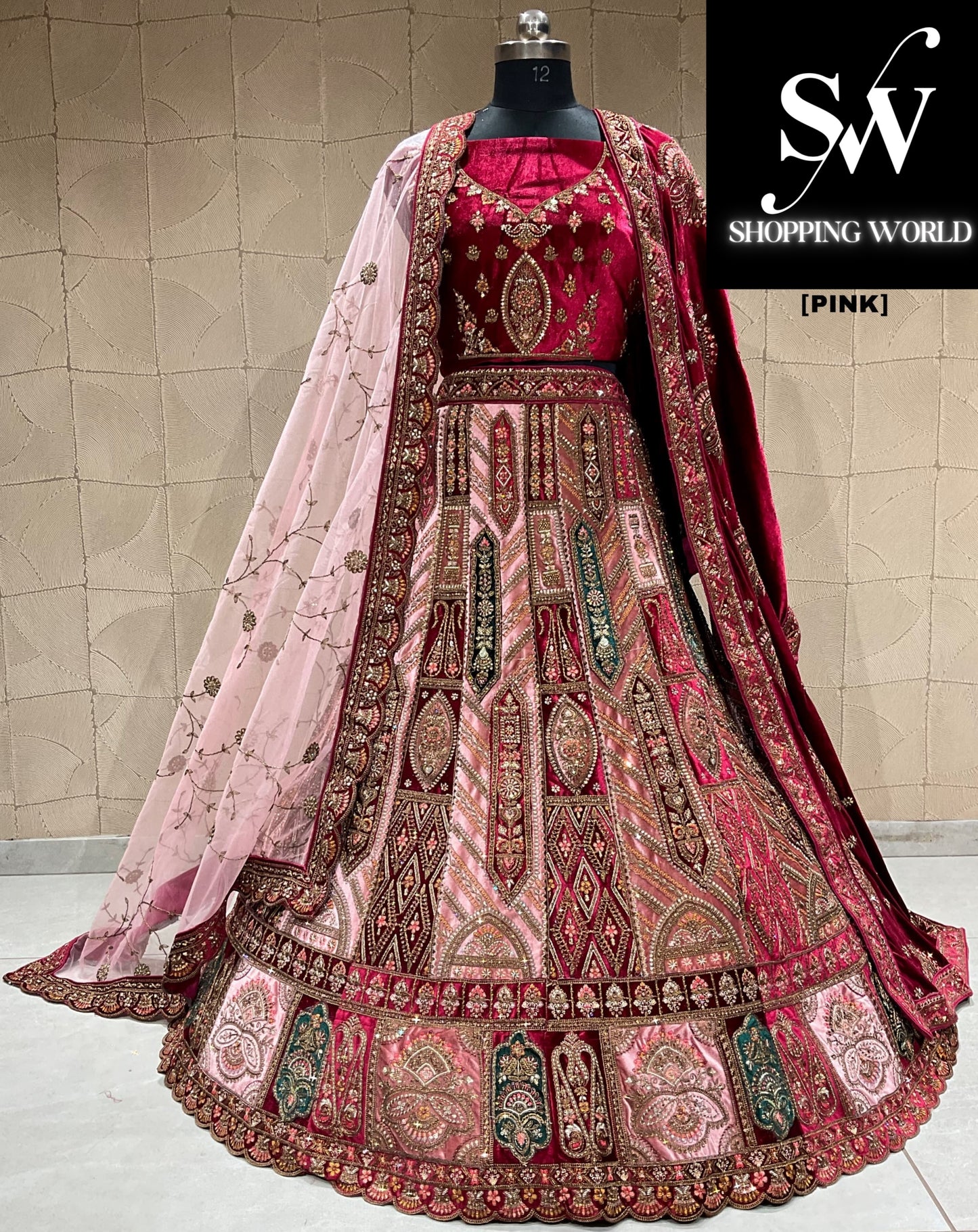 Pleasing pink double duptta bridal lehenga