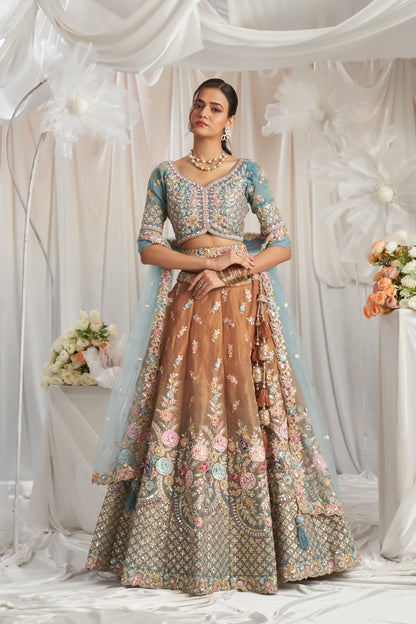 Beautiful Peach Girlish Lehenga