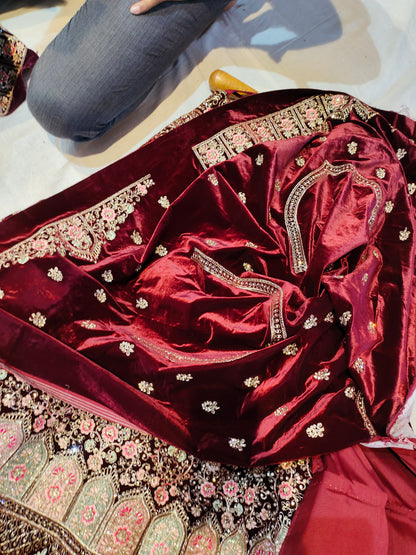 Famous jhumka maroon lehenga