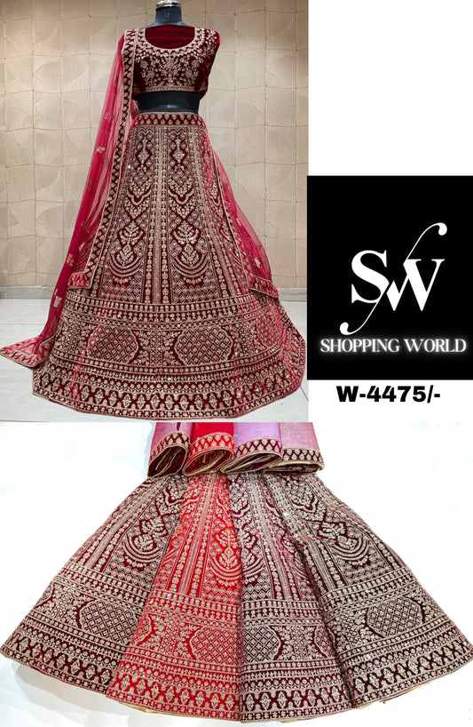 Eye catching maroon bridal lehenga