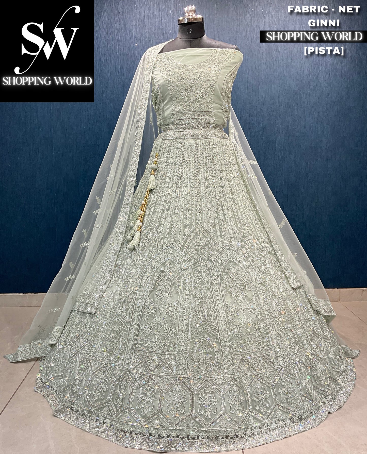 Awesome pista green blue white lehenga