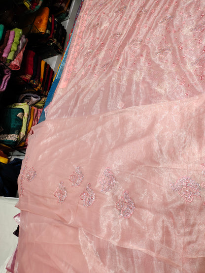 Stunning baby pink saree