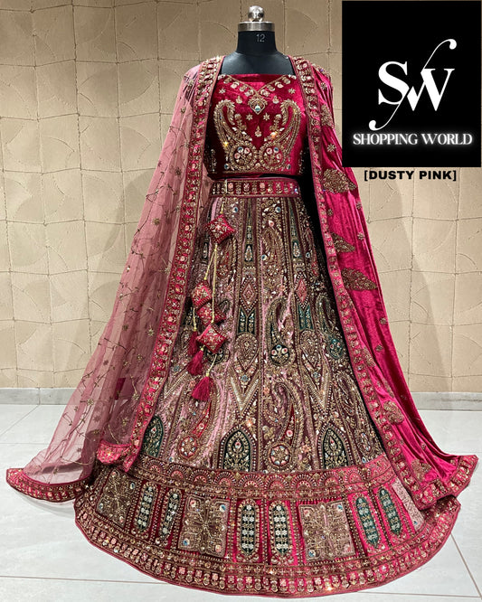 Amazing dusty pink double duptta bridal lehenga