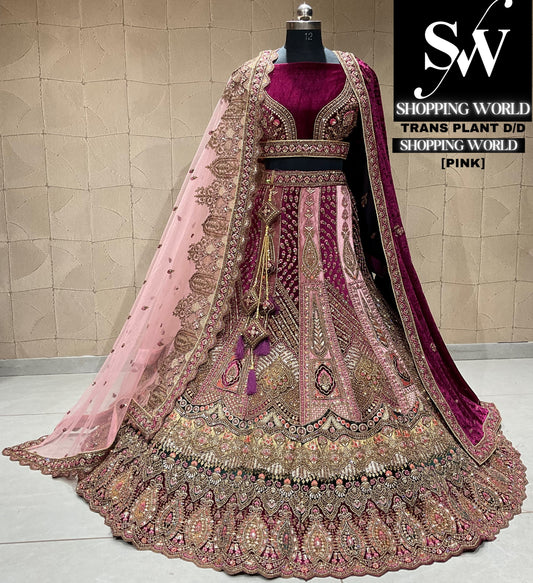 Lehenga nupcial de color rosa claro