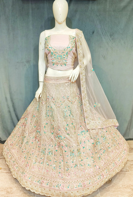 Heavy baby pink lehenga