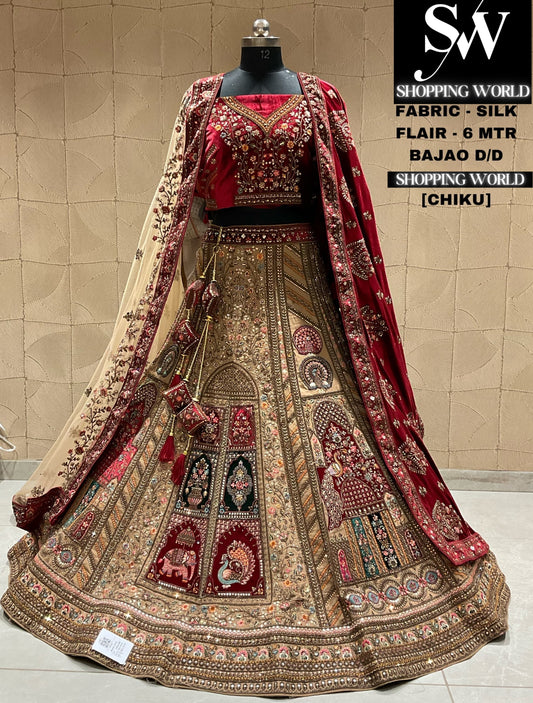 Asombrosa lehenga nupcial chiku mostaza