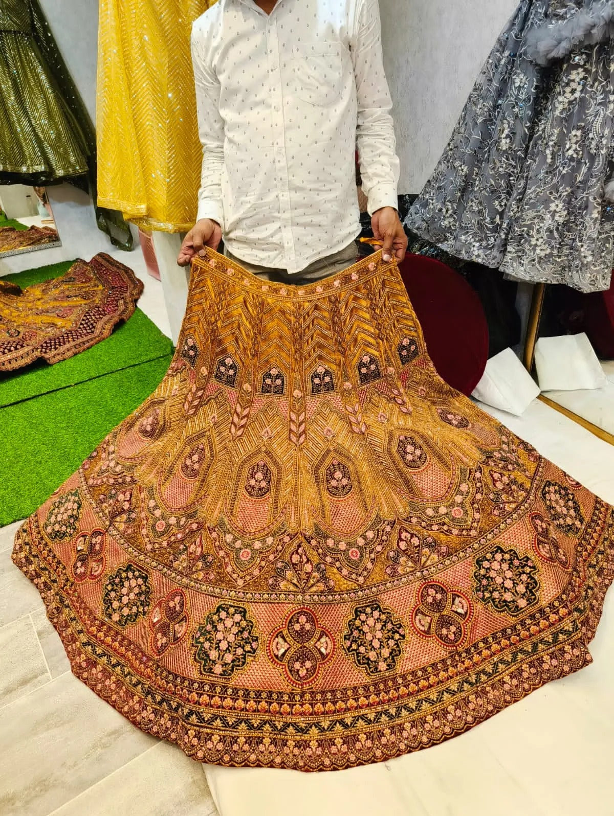 Gorgeous mustard yellow bridal lehenga