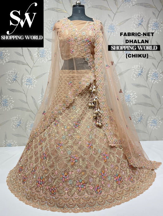 Delightful mustard chiku lehenga