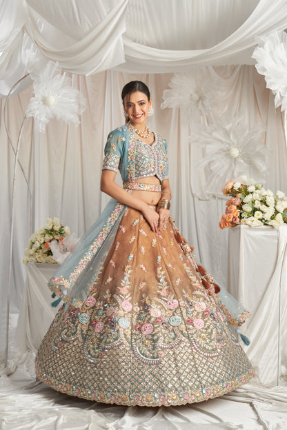 Beautiful Peach Girlish Lehenga