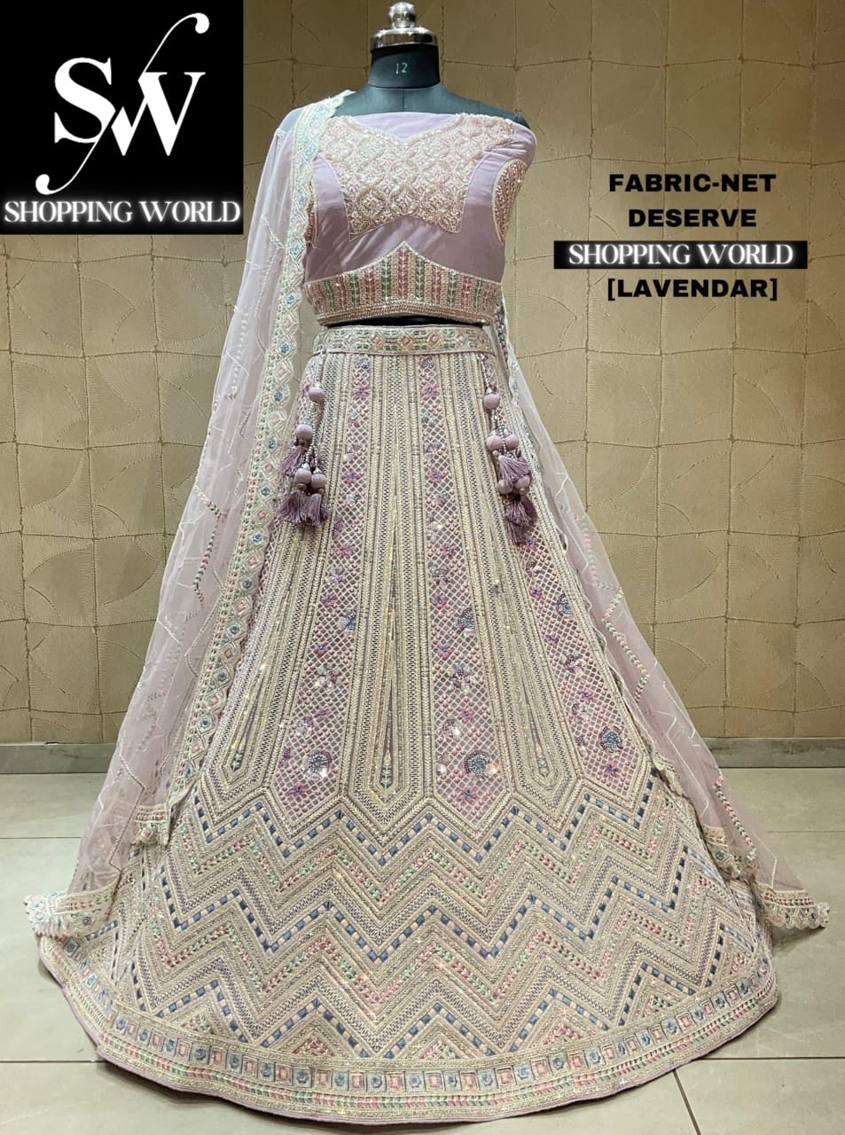 Fantástica lehenga de color rosa lavanda