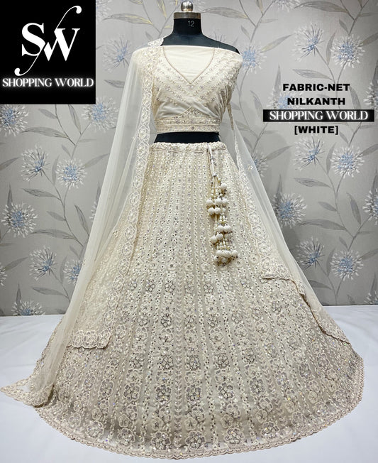 Fabulosa lehenga blanca