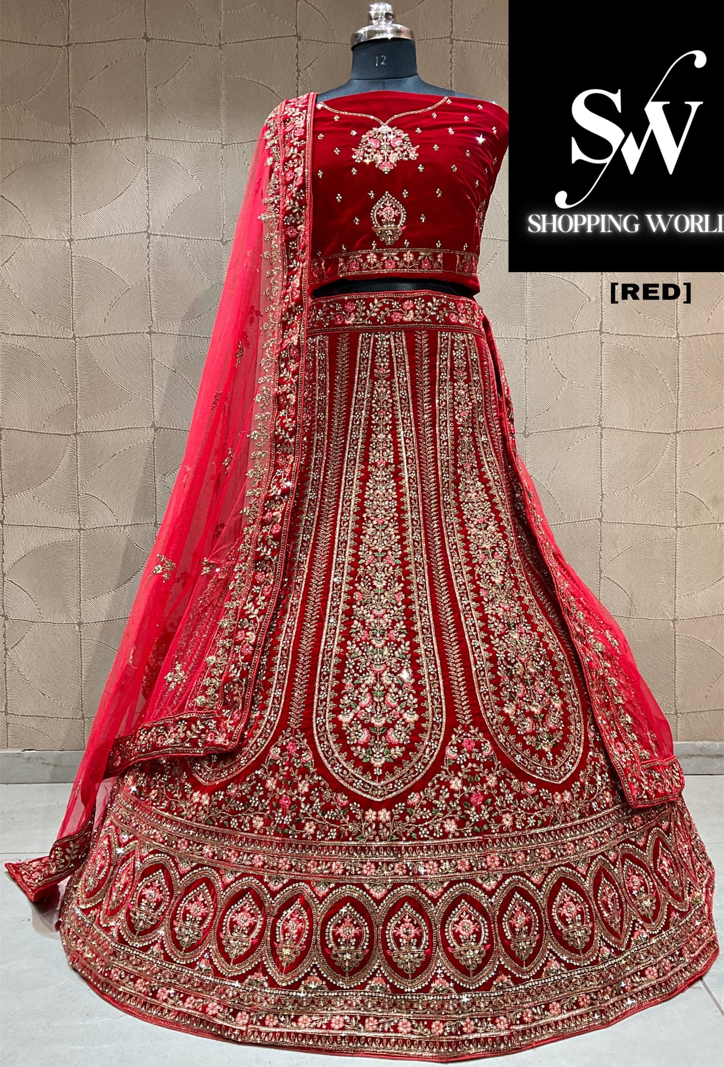 Tremendous red bridal lehenga