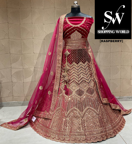 Fair maroon raspberry double duptta bridal lehenga