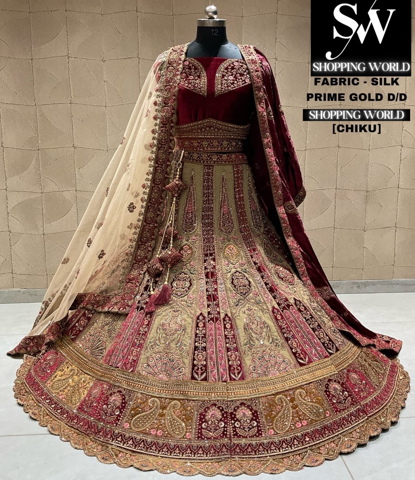 Amazing chiku golden bridal lehenga