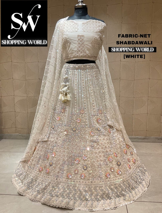 Elegante lehenga blanca dorada