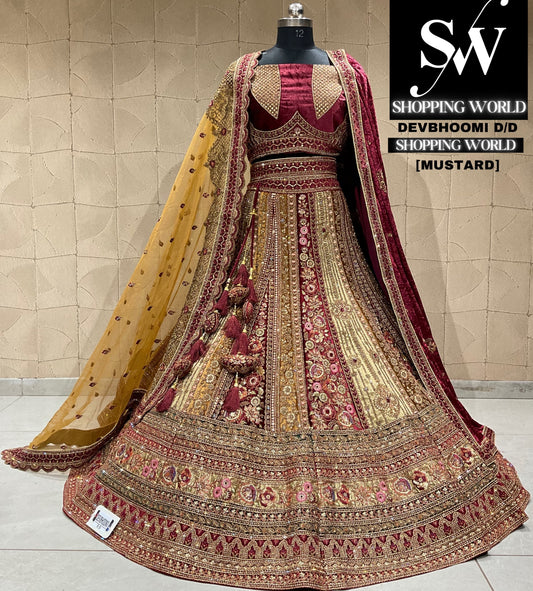 Astonishing mustard bridal lehenga