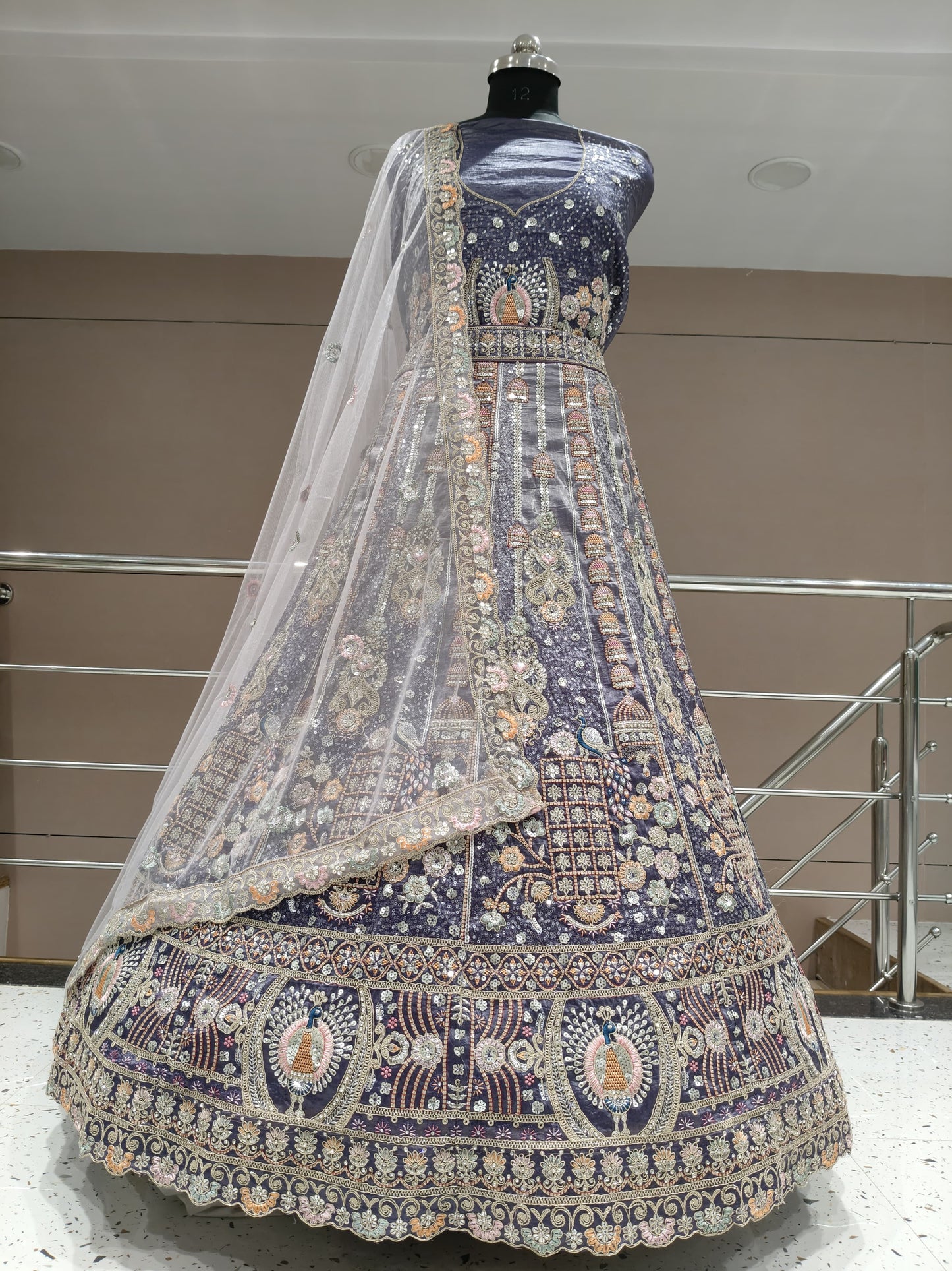 Glamorous purple peacock lehenga