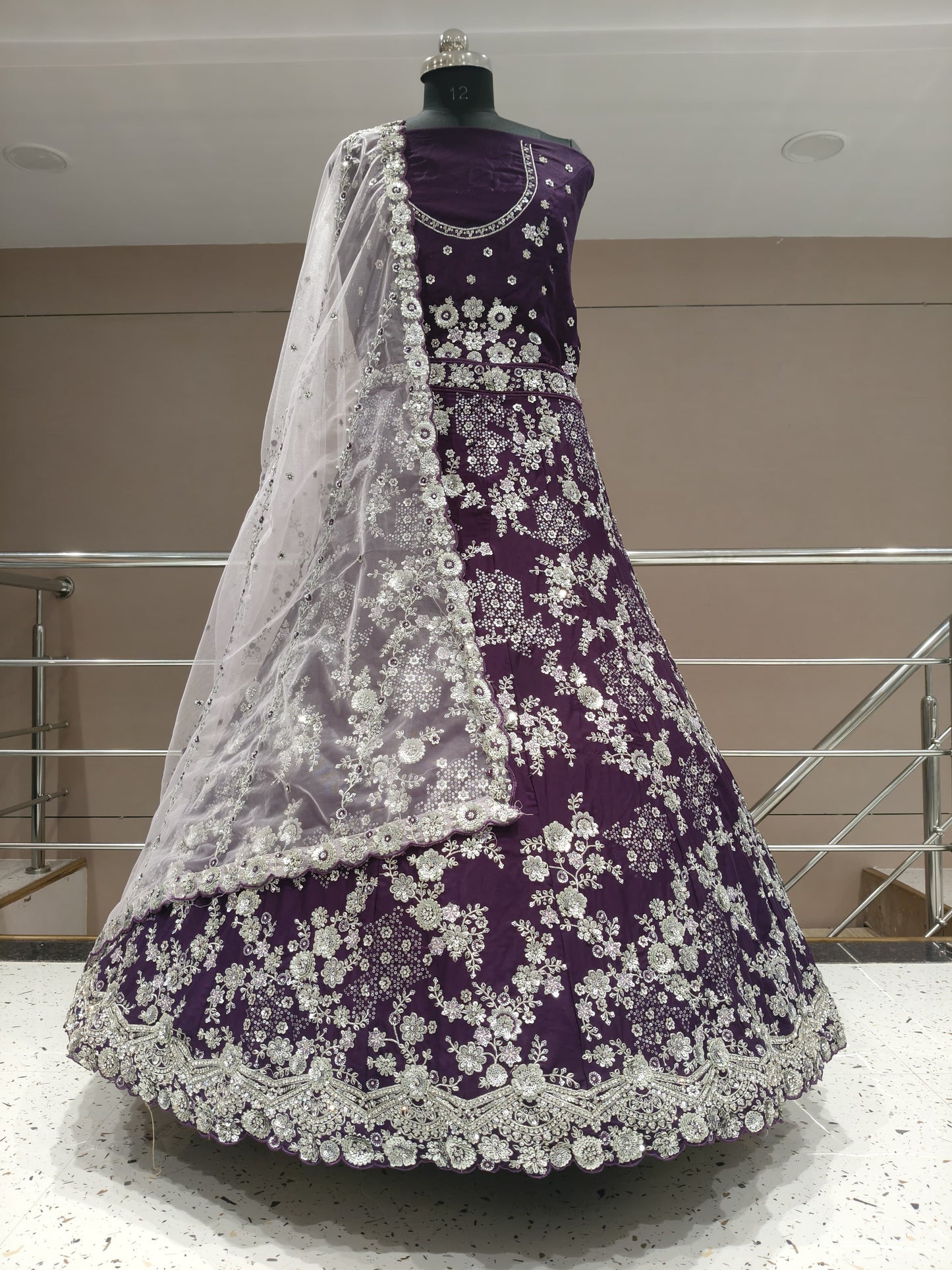 Designer purple flower floral lehenga