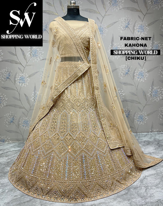 Charming chiku golden lehenga