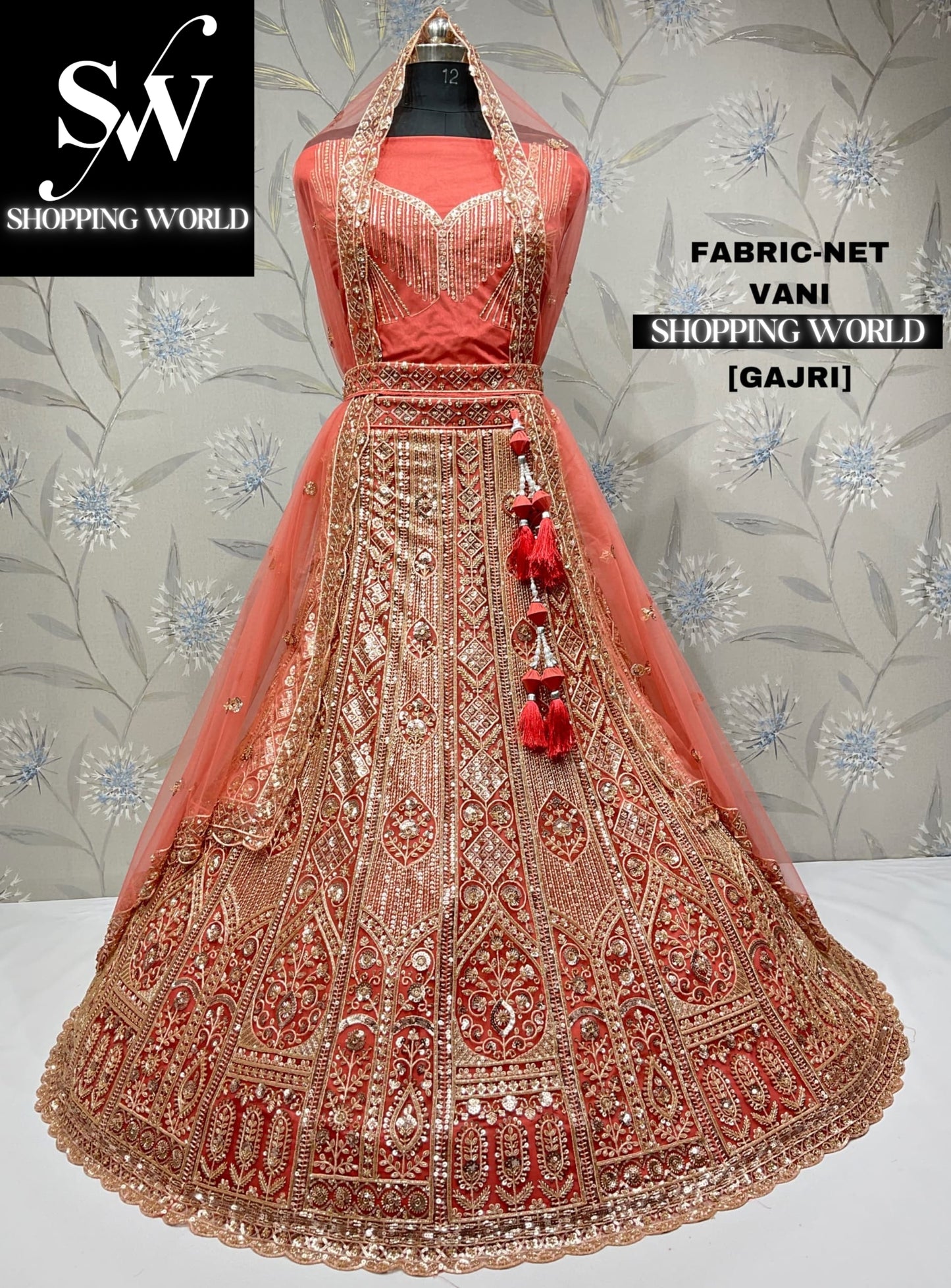 Amazing orange gajri lehenga