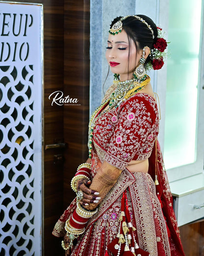 Lovely Red jhumka bridal lehenga ( happy customer)