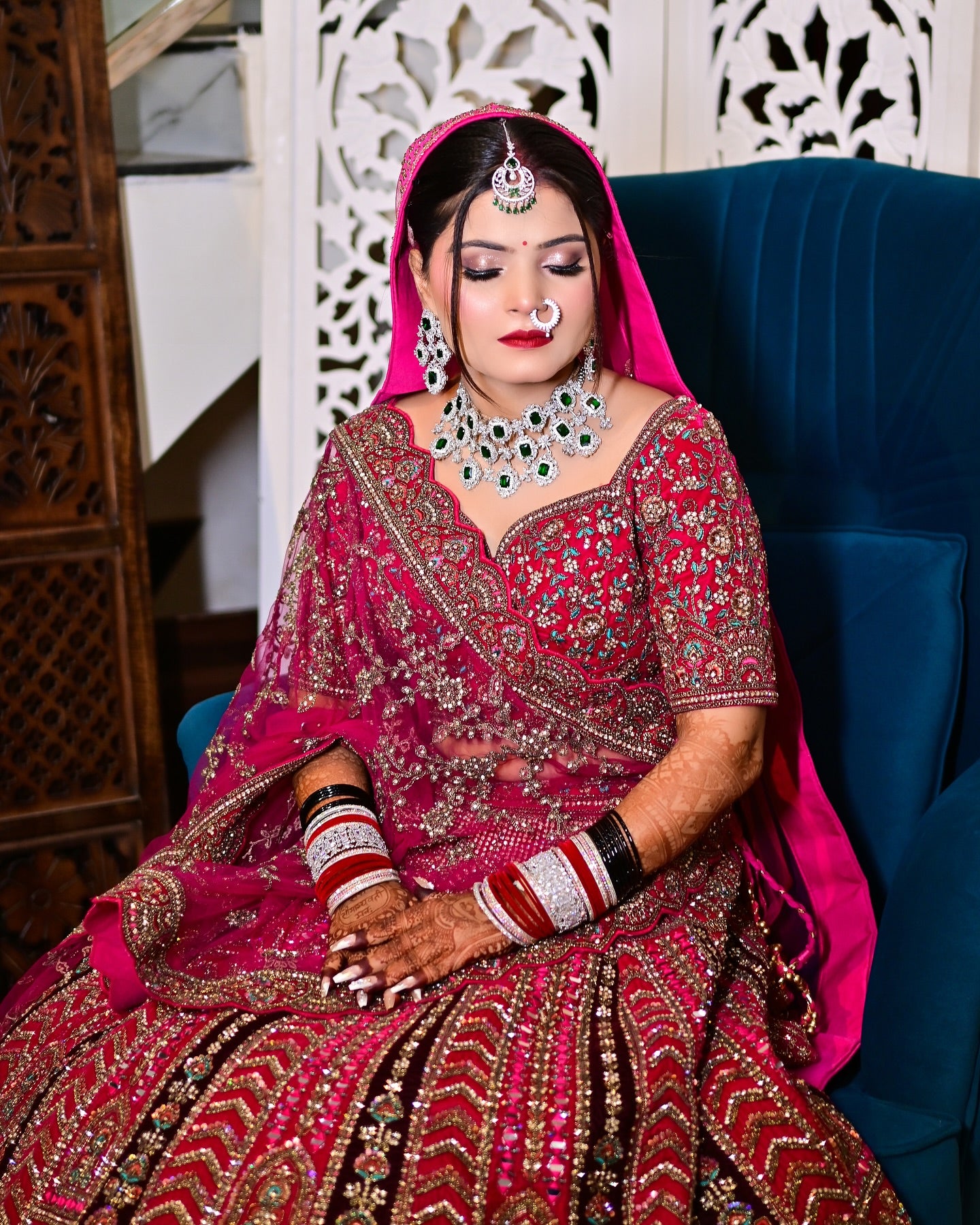 Charming dark pink heavy bridal lehenga ( happy customer)