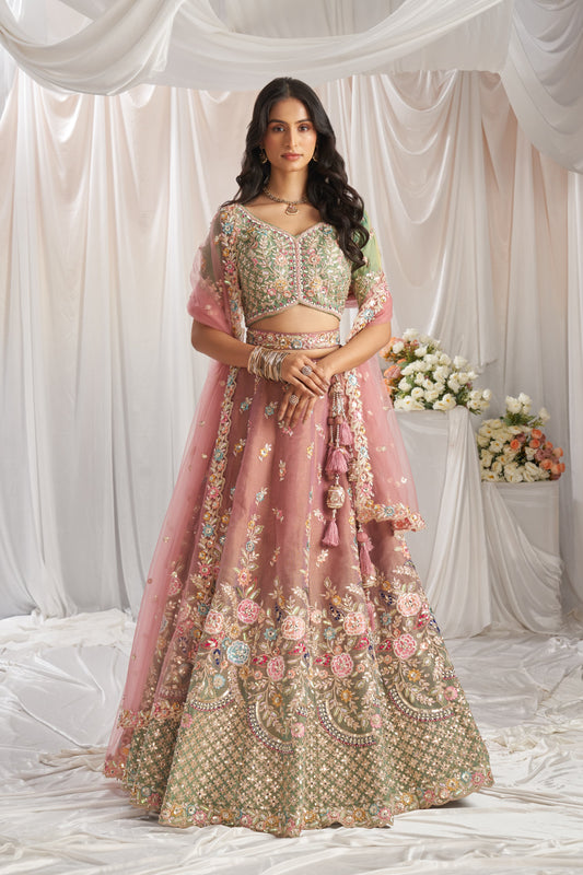 Elegante lehenga verde rama