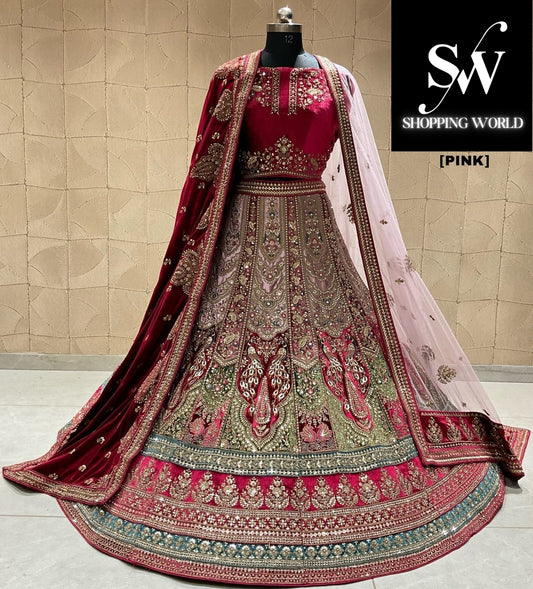 Fabulous pink double duptta bridal lehenga