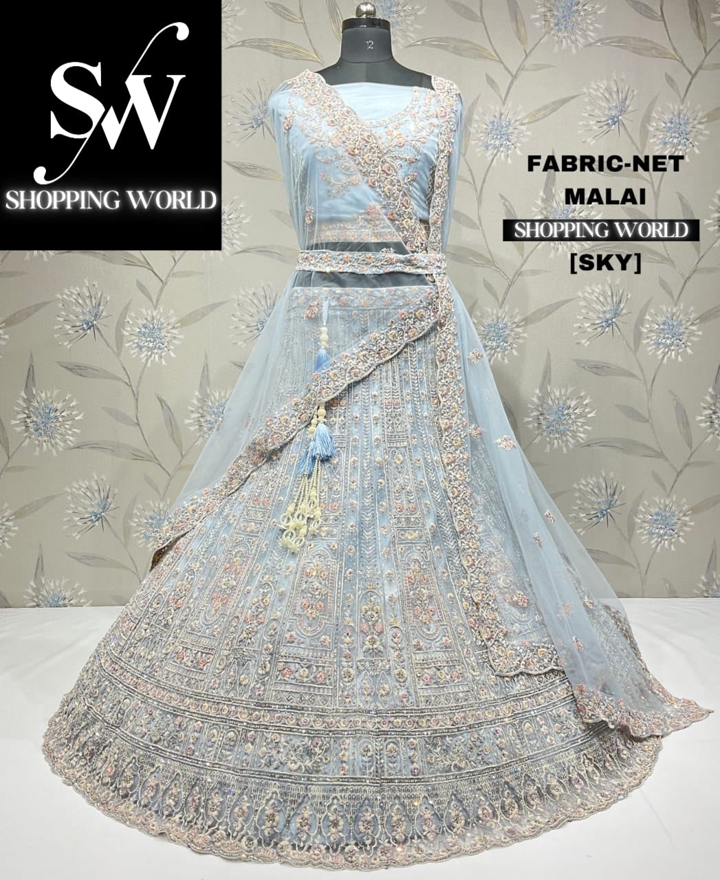 Eye catching sky blue lehenga