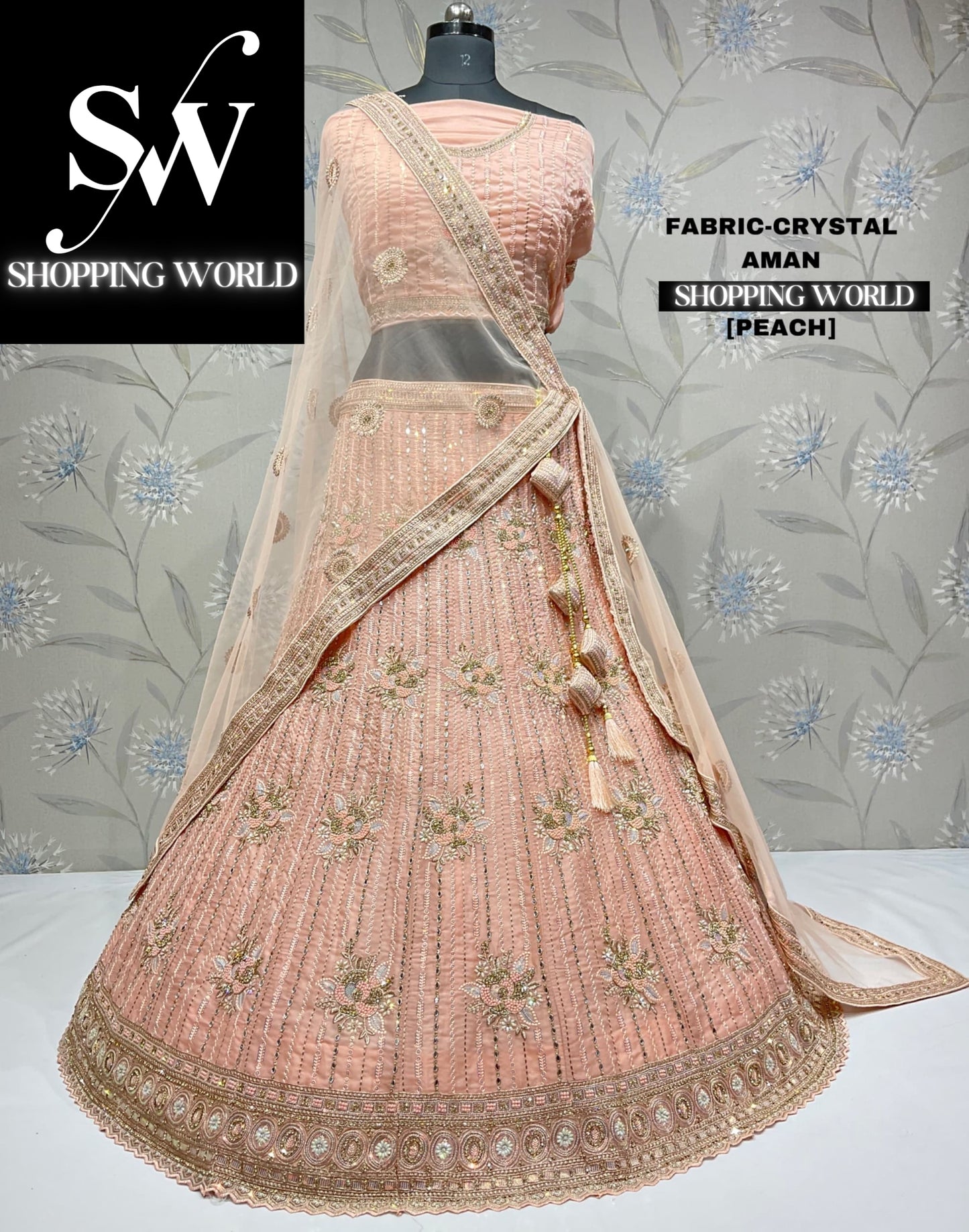 Something different peach lehenga