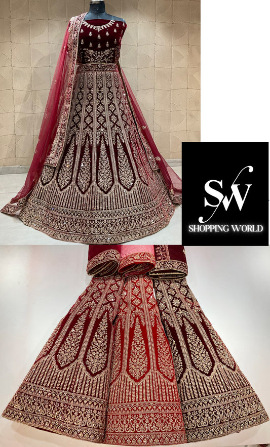 Attractive maroon bridal lehenga