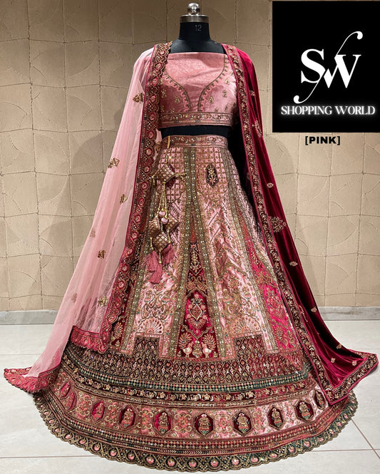 Tremendous maroon pink double duptta bridal lehenga