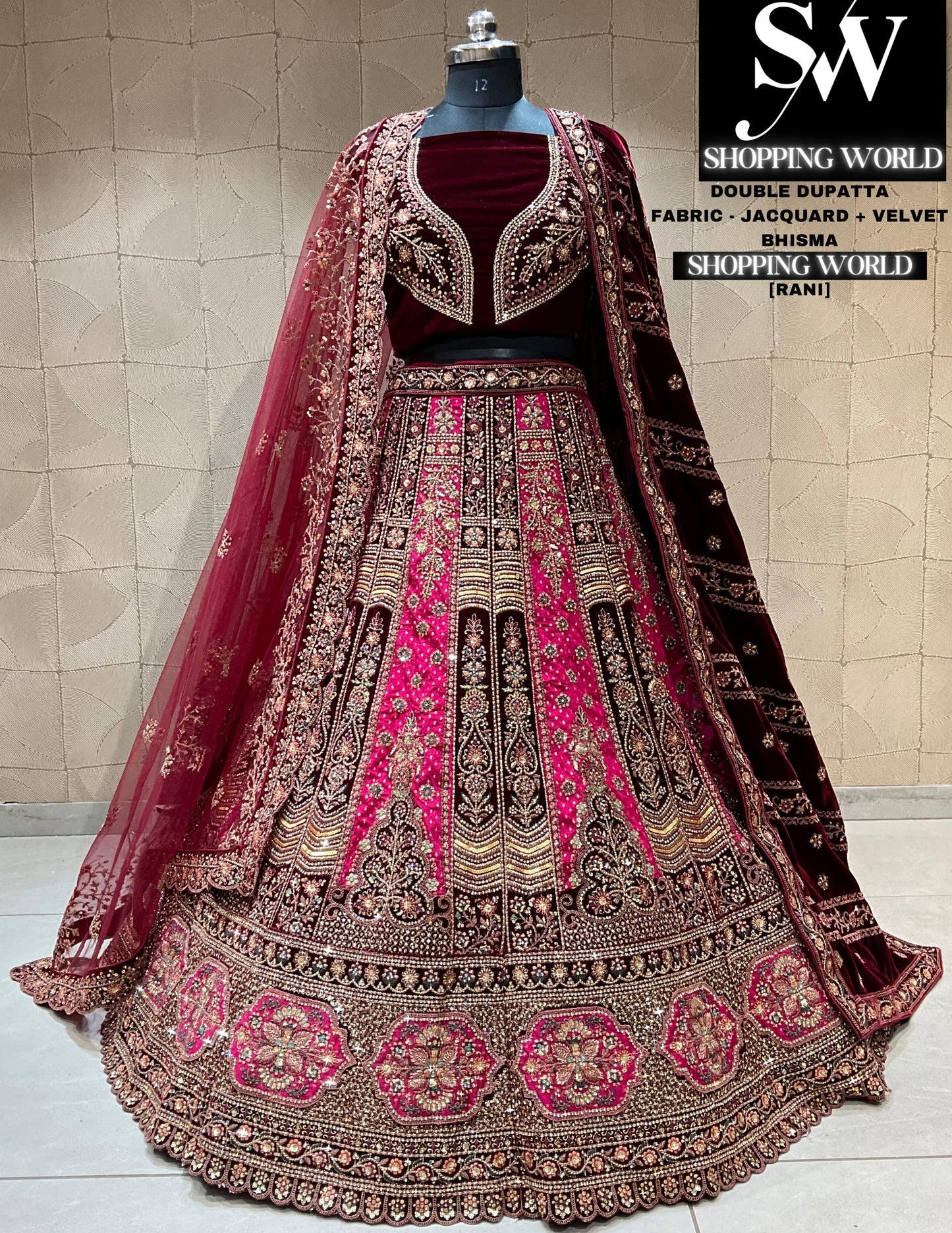 Beautiful rani maroon bridal lehenga