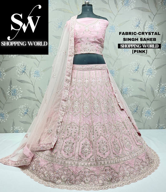 Lehenga majestuosa de color rosa bebé