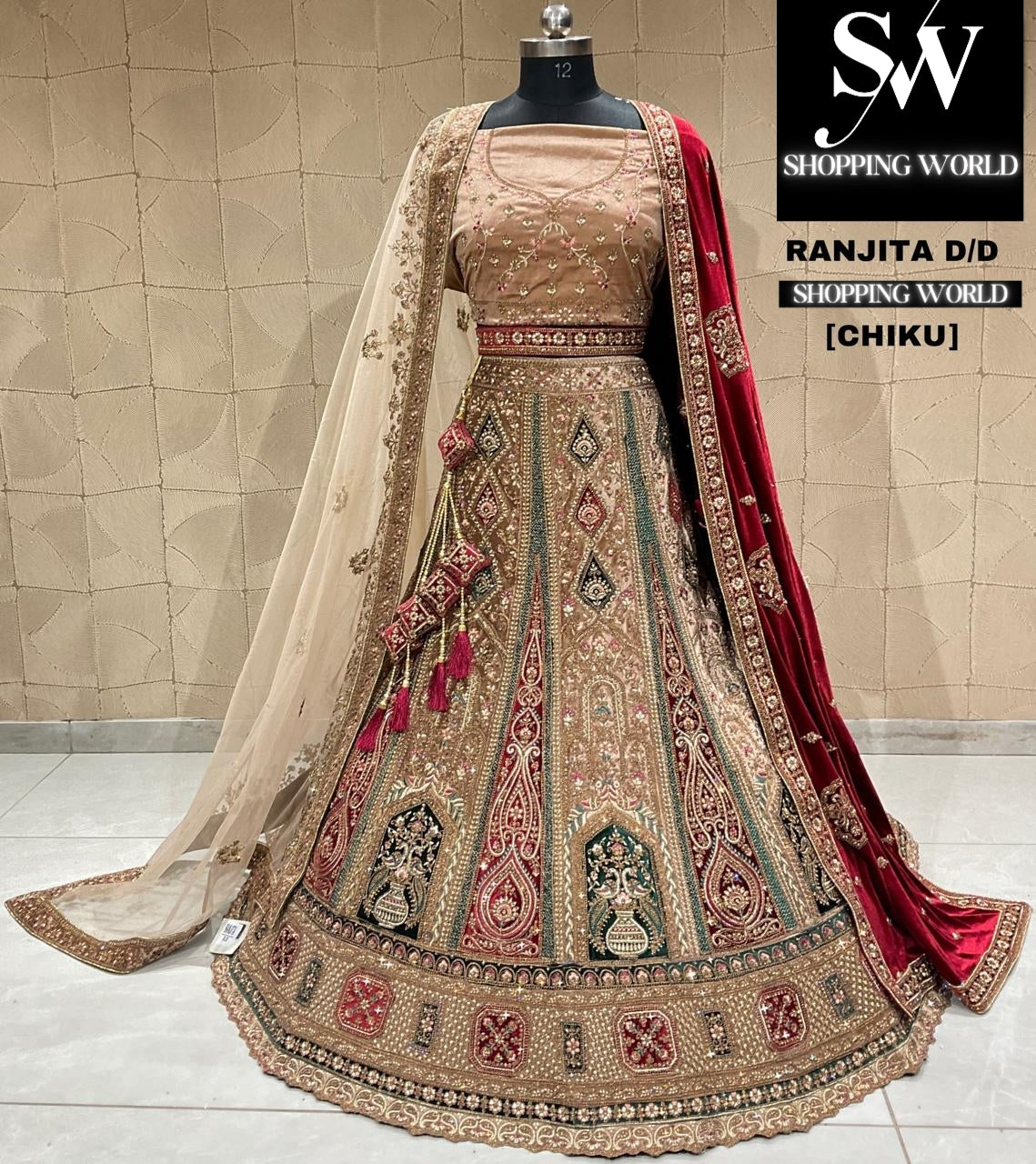 Elegant maroon chiku bridal lehenga