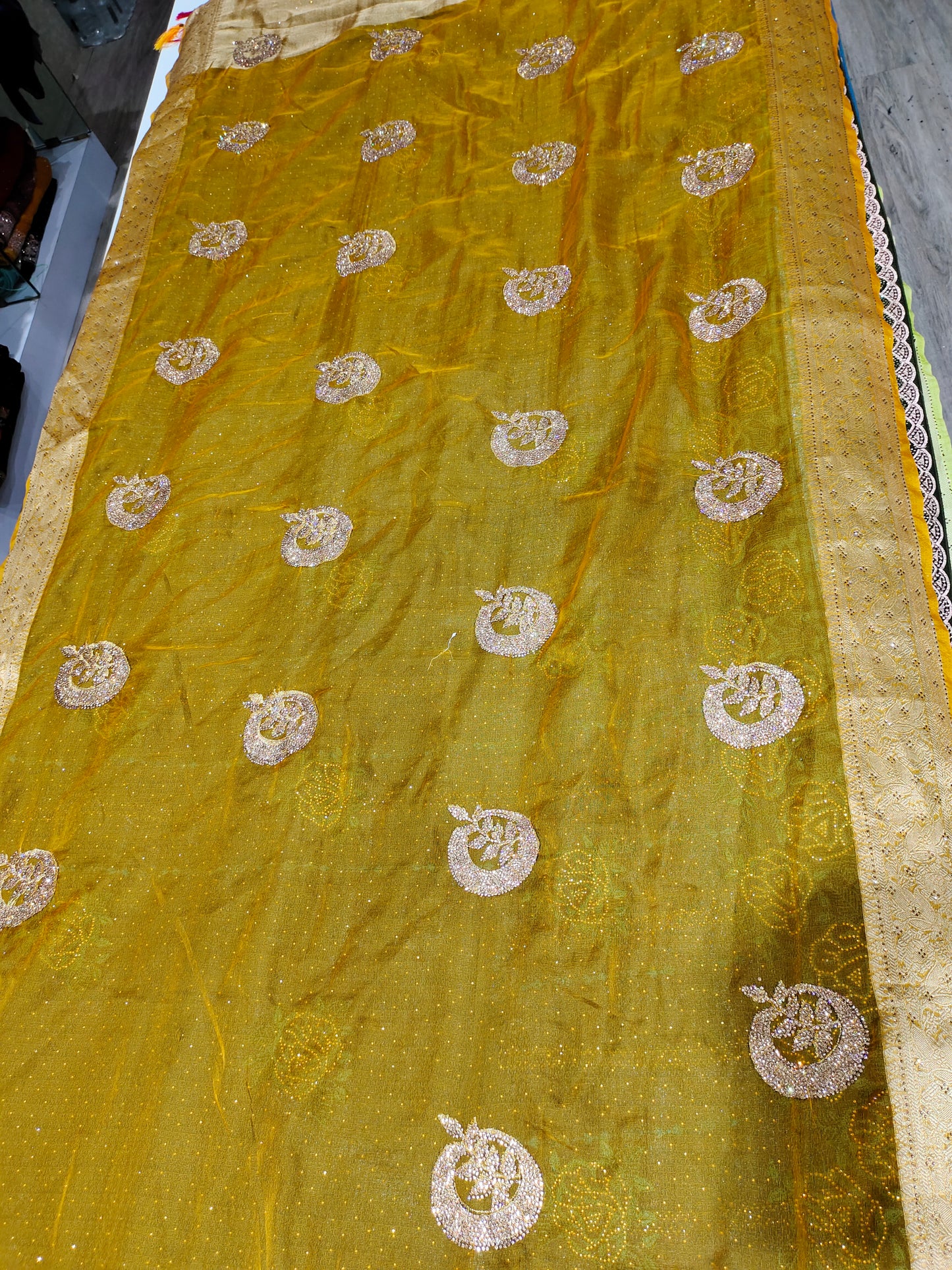 Yellow haldi mehendi saree