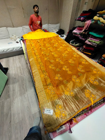 Yellow haldi mehendi saree