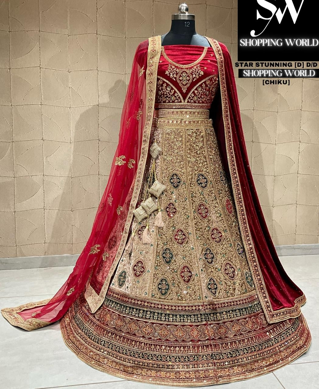 Engaging light golden chiku bridal lehenga