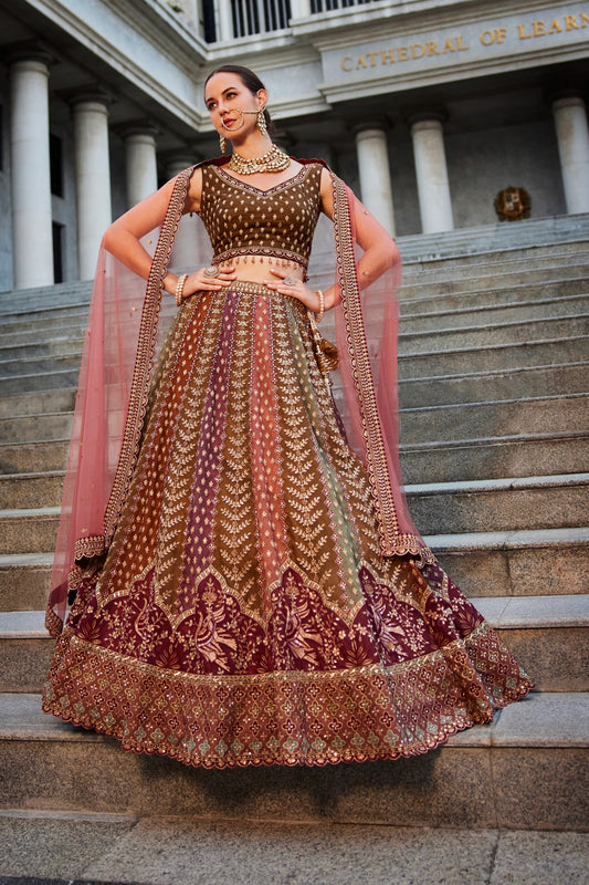 Heavy multicolour bridal lehenga