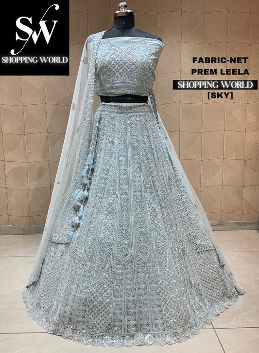 Eye catching sky blue lehenga