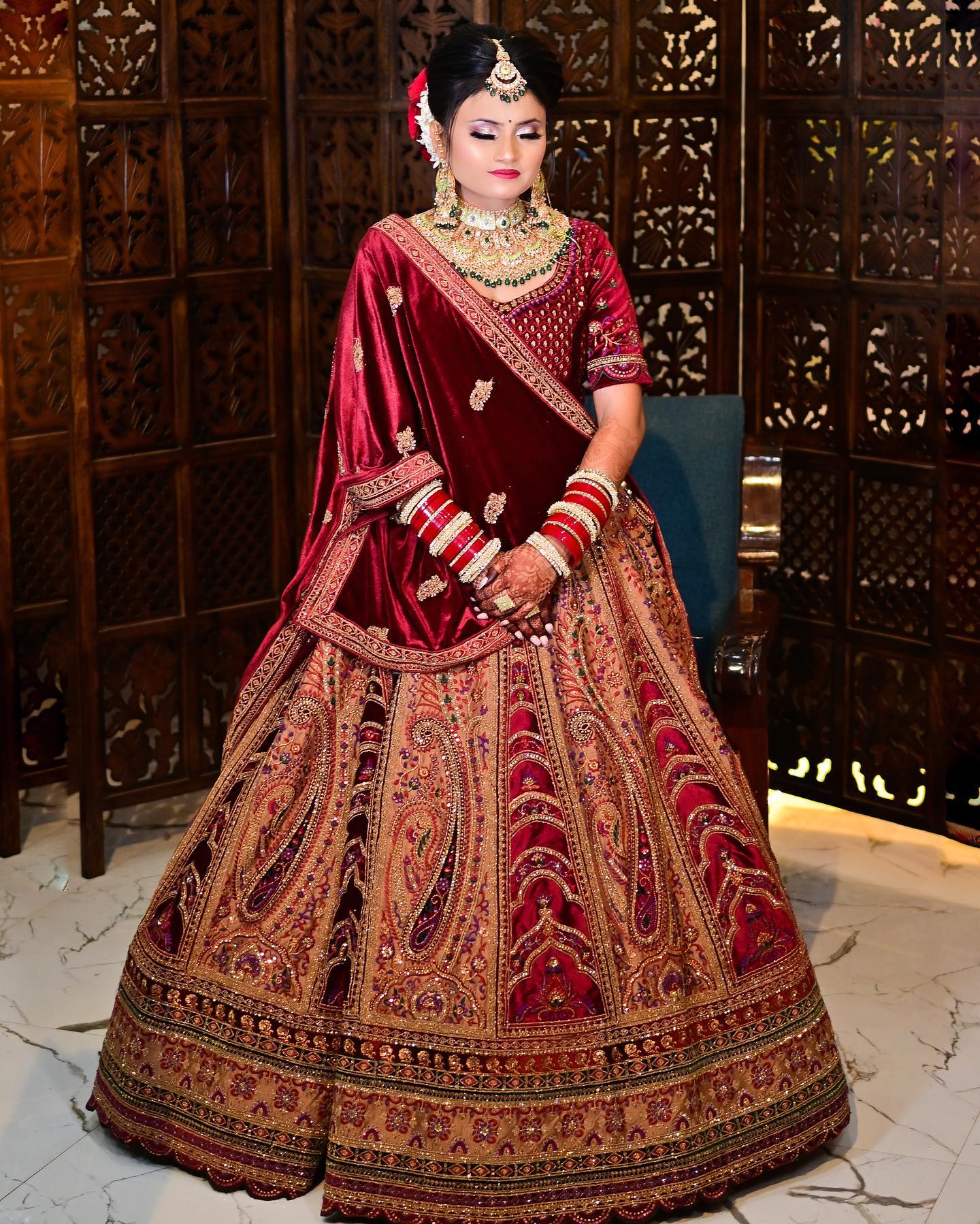 Fabulous royal marwari maroon bridal lehenga ( happy customer)