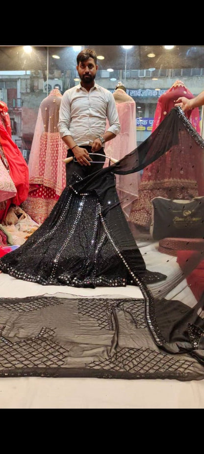 Mirror Black Lehenga - Shopping World